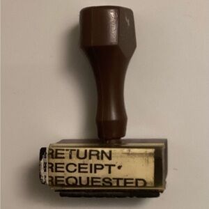 Vintage U.S. Post Office Wood Handle RETURN RECEIPT REQUESTED Rubber Stamp
